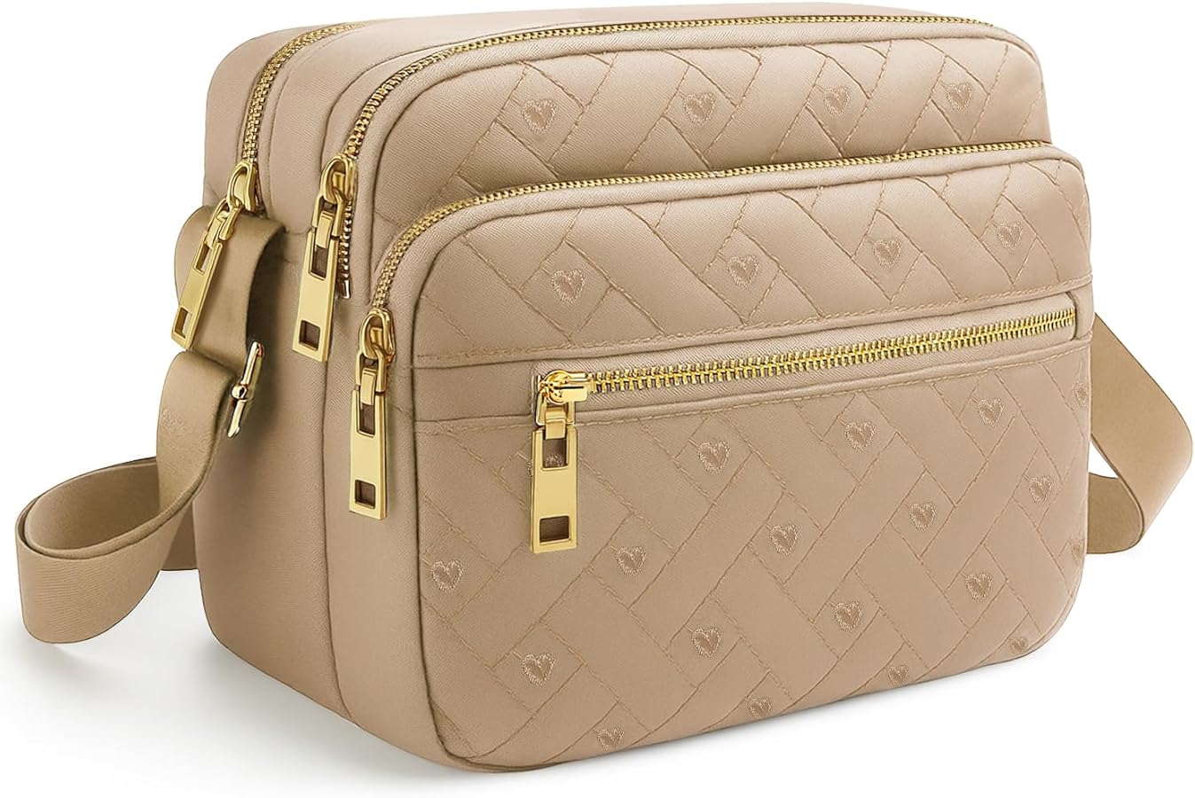 Voikukka Beige Large Nylon Crossbody Bags for Women